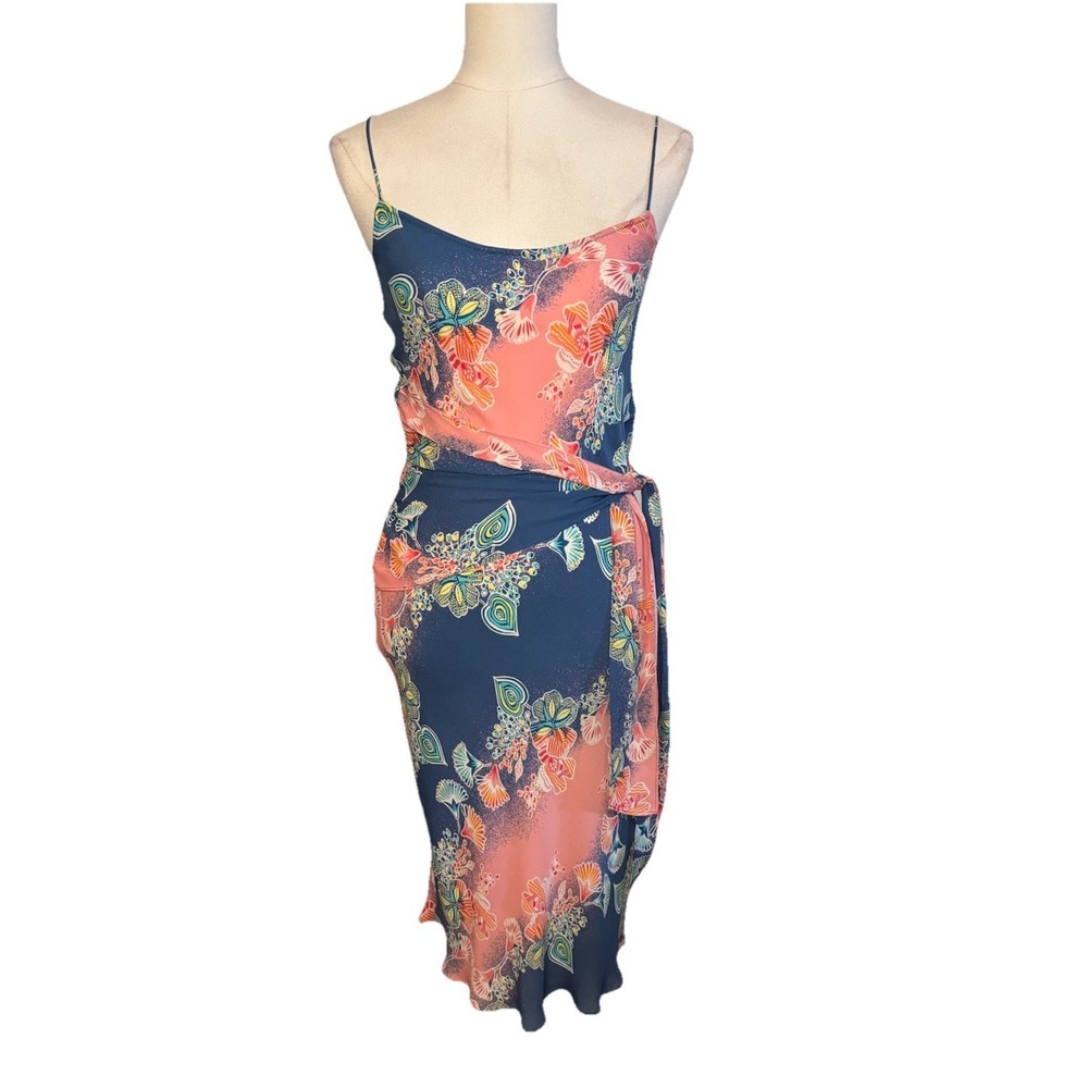 Diane Von Furstenberg Silk dress Floral Midi Dress Size 4 Boho Style